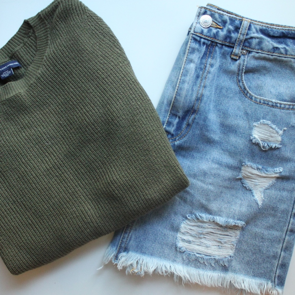 Forever 21 Distressed Denim Skirt